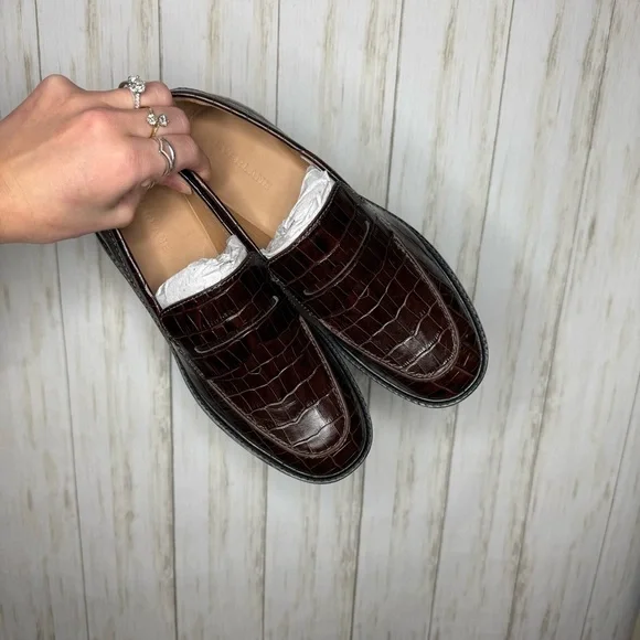 Everlane Lug Loafer NWOB Brown Crocodile Pattern Loafers - Picture 7 of 10